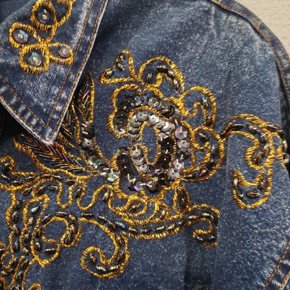 Pretty Bleu Cotton Large jean button down long sleeve - Picture 3 of 4